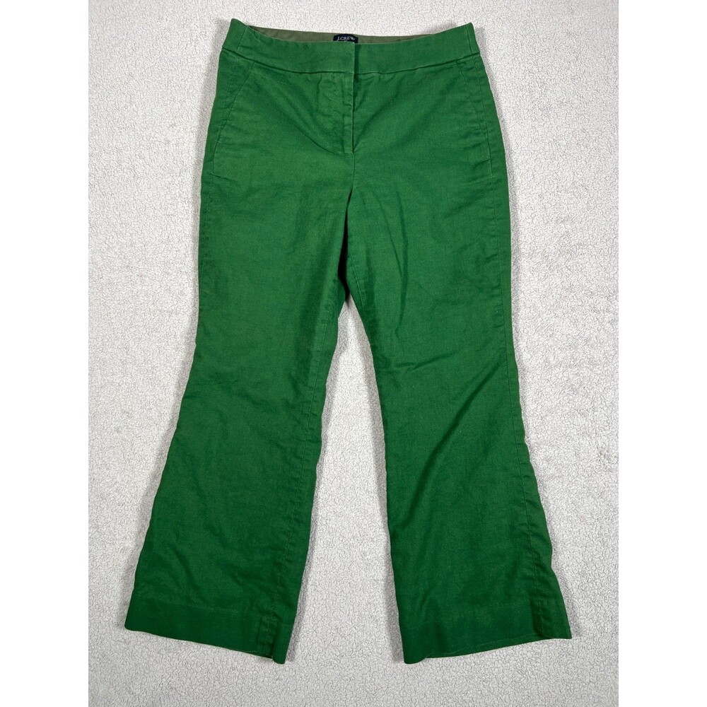 J.Crew Womens Kelsey Pants Cropped Flare Trousers High Rise Size 6 Green